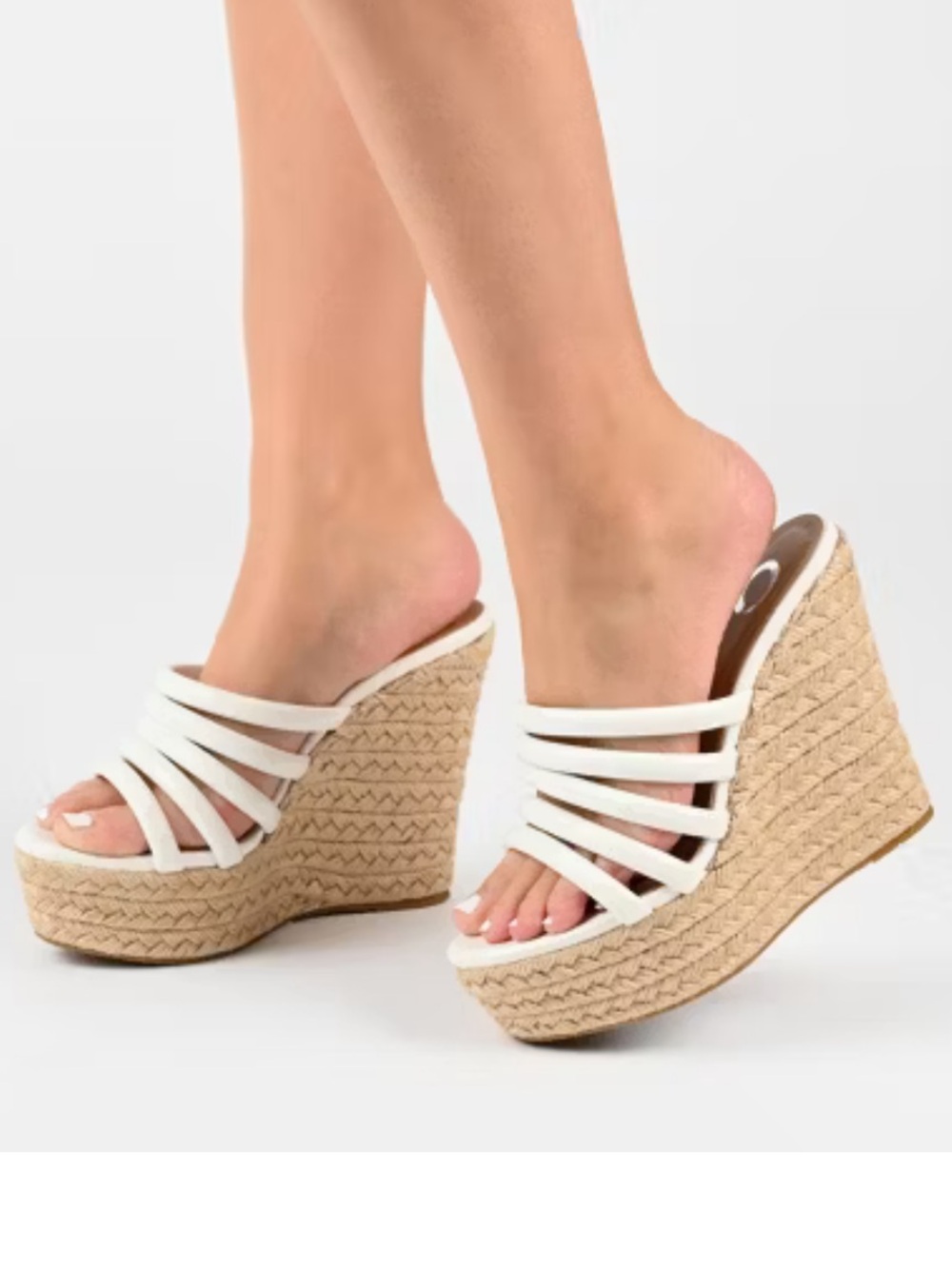 Journee Collection Light Taupe Multi-Strap Espadrille Wedge - Picture 2 of 6